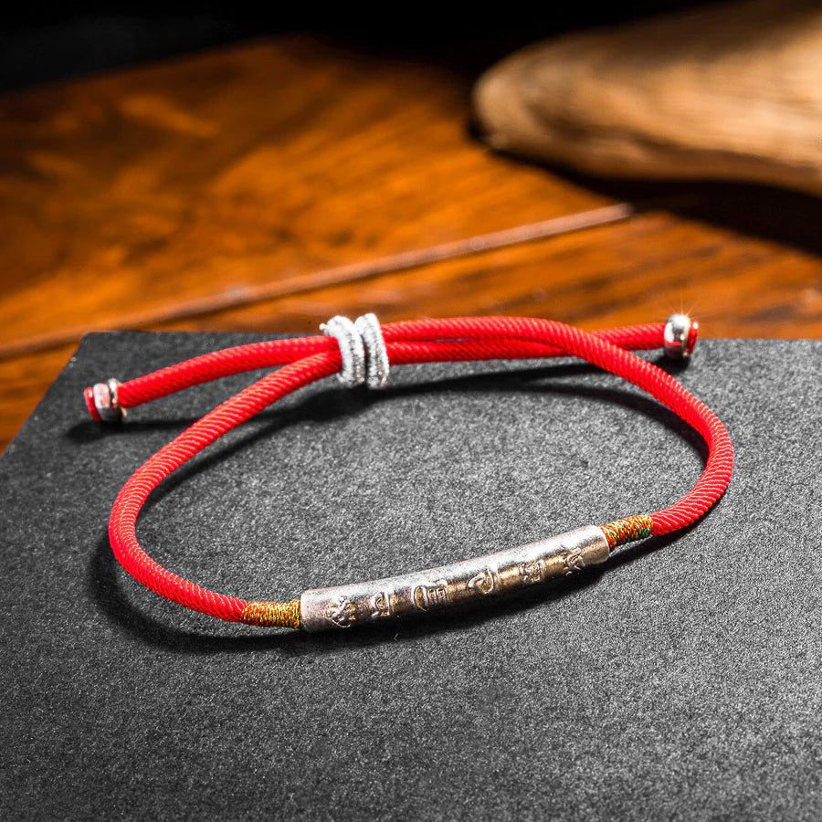 Tibetan Red String Bracelet - Buddhist Lucky Charm