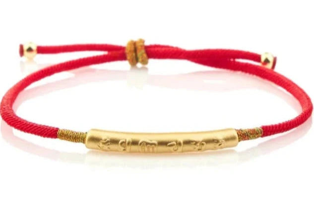 Tibetan Red String Bracelet - Buddhist Lucky Charm