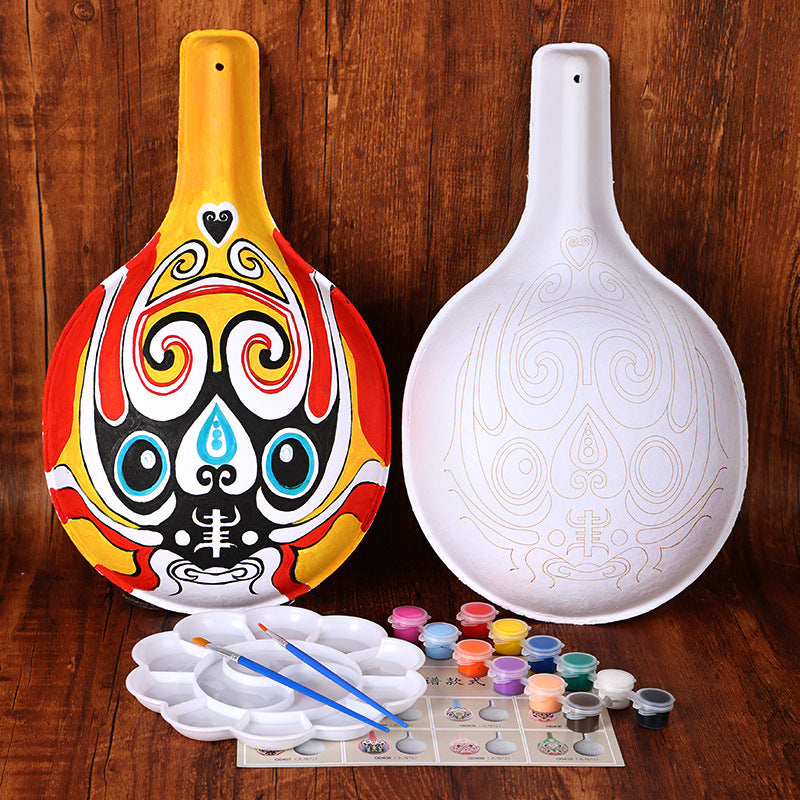 Hand-painted DIY intangible cultural heritage handicraft Beijing Opera horse spoon gourd face mask