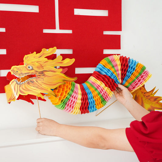 Paper-cutting dragon dance, wedding photo props, Chinese-style handheld colorful dragon, children's gift, small hand dragon dance, lion dance paper-cutting