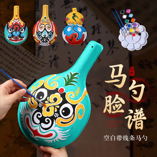 Hand-painted DIY intangible cultural heritage handicraft Beijing Opera horse spoon gourd face mask