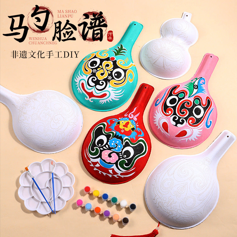 Hand-painted DIY intangible cultural heritage handicraft Beijing Opera horse spoon gourd face mask