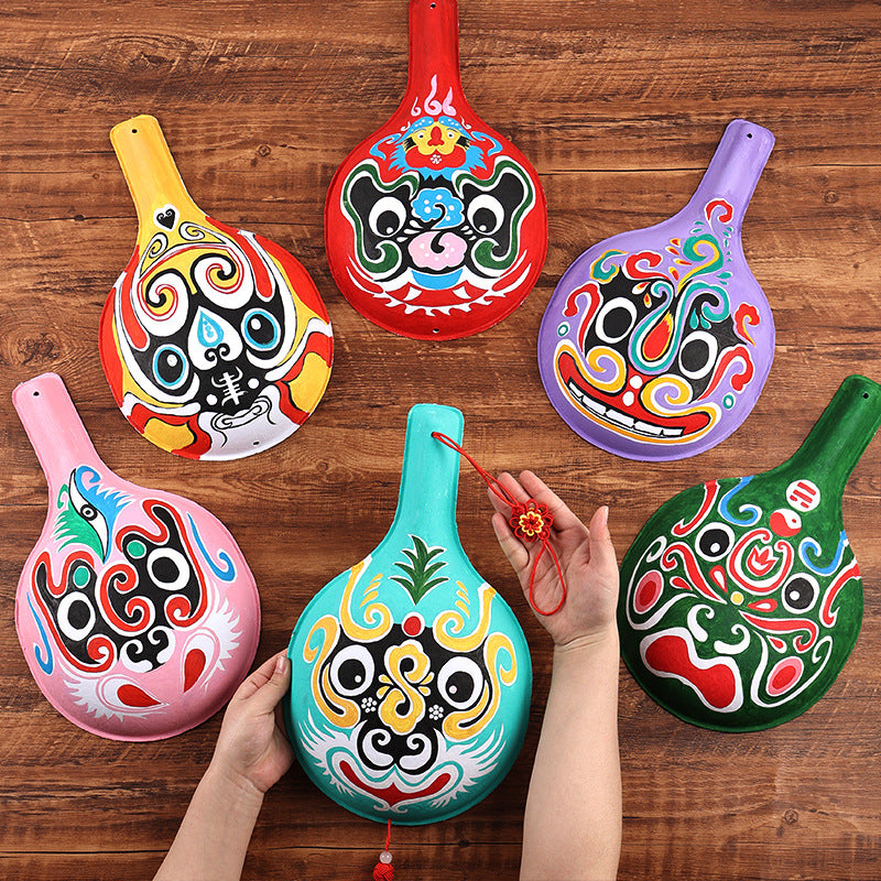 Hand-painted DIY intangible cultural heritage handicraft Beijing Opera horse spoon gourd face mask