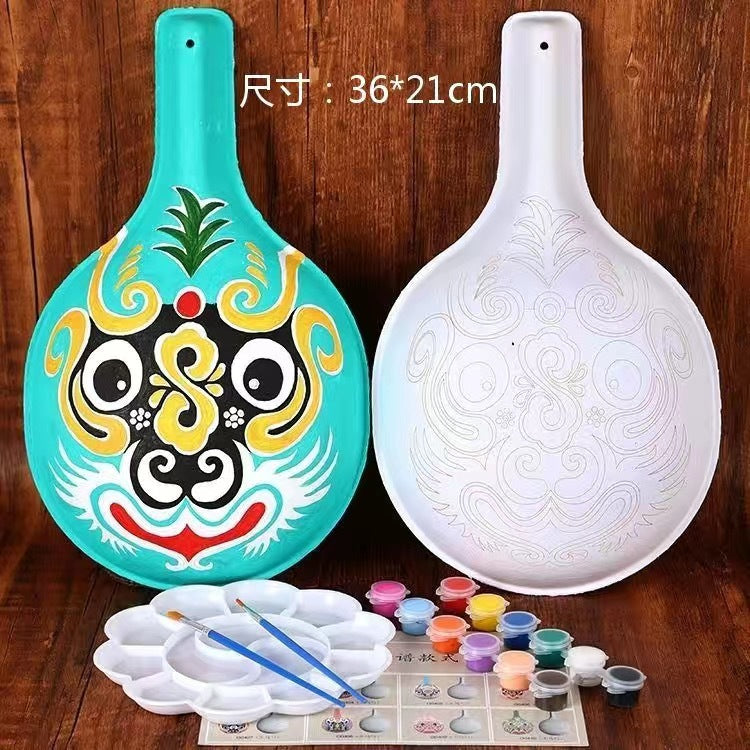 Hand-painted DIY intangible cultural heritage handicraft Beijing Opera horse spoon gourd face mask